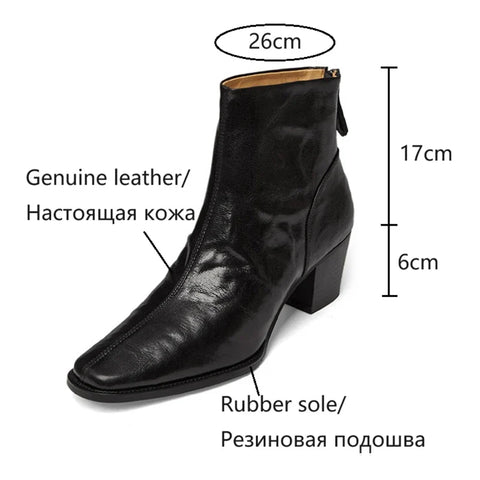 Sonicelife NEW Autumn Women Boots Square Toe Chunky Heel Boots Genuine Leather Shoes for Women Winter Modern Boots Elegent High Heel Shoes