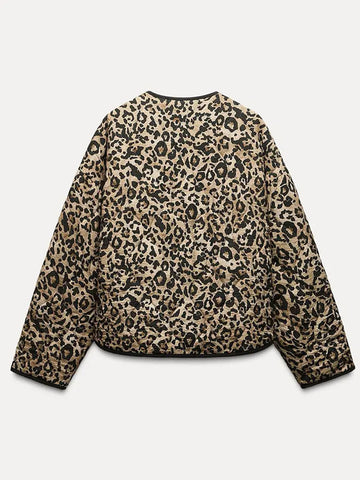 Back To School Sonicelife Women Winter Fashion Leopard Print Cotton Coats Chic Long Sleeves Pocket Single-breasted O-neck Warm Jackets Lady New Streetwear