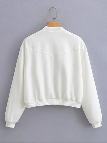 Sonicelife Vintage Solid Long Sleeve Slim Short Jackets For Women Fashion O-neck Single Breasted Coats 2024 Autumn High Street Outerwears