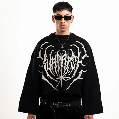 Back To School Sonicelife 2024 Fall Fashion  Y2k Clothes Gothic Sweater Knitted Women Men Vintage Print Winter Unisex Hip Hop Streetwear Loose Punk Warm Pullover Streetwear 