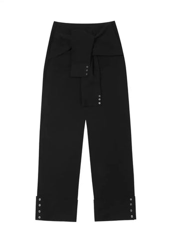 Sonicelife Street Fake Two Piece Shirts  Cargo Pants Women 2024 Summer New Straight Trousers Y2k E-Girl High Waist Loose Wide Leg Pants