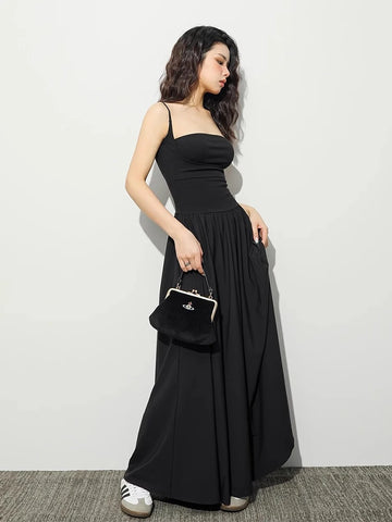 Sonicelife-Sleeveless Backless Maxi Dress Women 2024 Y2K Elegant Sexy Outfits Ladies Black Long Dresses Birthday Party Club Sundress