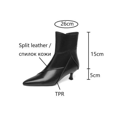 Sonicelife Autumn Women Boots Split Leather Shoes for Women Pointed Toe Ankle Boots Elegant Winter Thin Heel Women Shoes High Heel Boots