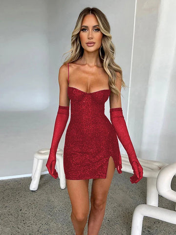 Sonicelife Elegant Glitter Sexy Mini Dress For Women Elegant Off-shoulder Backless Bodycon Night Club Party Short Dress Vestido