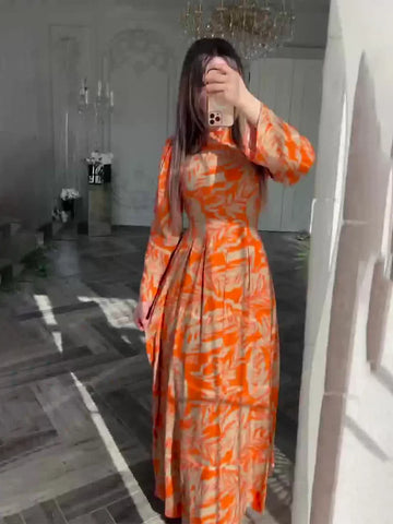 Sonicelife Eid Muslim Party Dress for Women Ramadan Print Slim Abaya Long Dress Morocco Kaftan Vestidos Largos Dubai Robe Jalabiya 2024