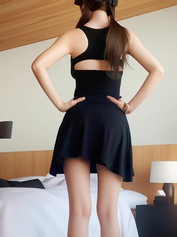 Sonicelife-Black Backless Dresses for Women's Summer Sexy Spicy Girl Slim Sleeveless Mini Dress Skinny Elastic Sundress Sporty Y2k Clothes