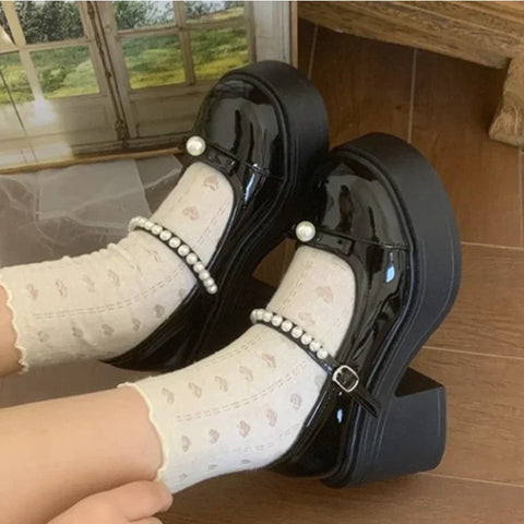 Sonicelife Black Super High Heels Mary Jane Shoes Women 2024 Goth Chunky Platform Pumps Woman Plus Size Ankle Buckle Party Lolita Shoes 42