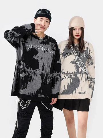 Back To School Sonicelife 2024 Fall Fashion  Harajuku Y2k O Neck Knitted Sweater For Male Trendy Street Long Sleeve Oversize Pullover Jumper Autumn Casual Loose Knit Blouse