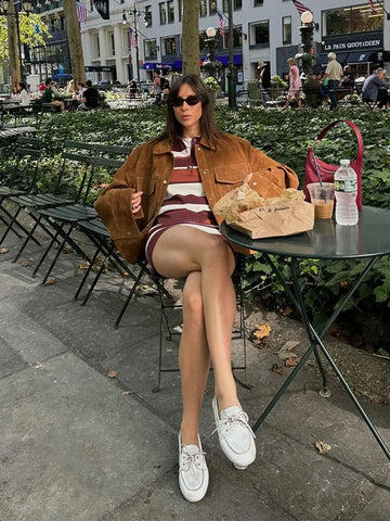 Sonicelife Fashion Single Breasted Women's Suede Jacket Vintage Solid Lapel Full Sleeve Pockets Short Coats Autumn Ladies Street Outerwear