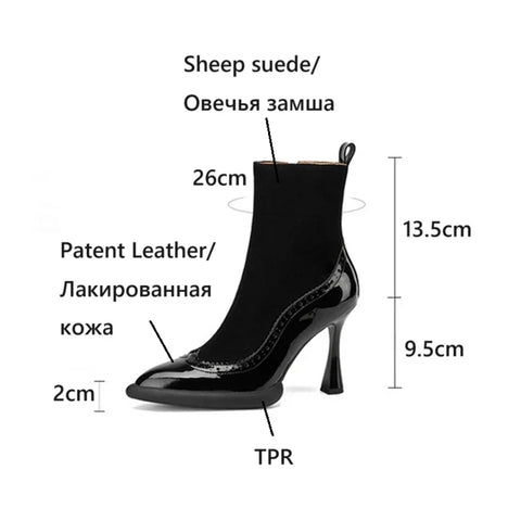 Sonicelife NEW Autumn Women Boots Sheep Suede Leather Shoes for Women Pointed Toe Super High Heel Shoes Zip Platform High Heel Ankle Boots