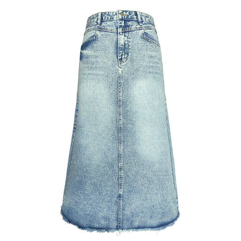 Sonicelife Vintage Denim Skirt Women's A-line 2024 Spring Dress New Retro Blue High Waist Slim Mid Length Dress Skirt Street Women Dresses
