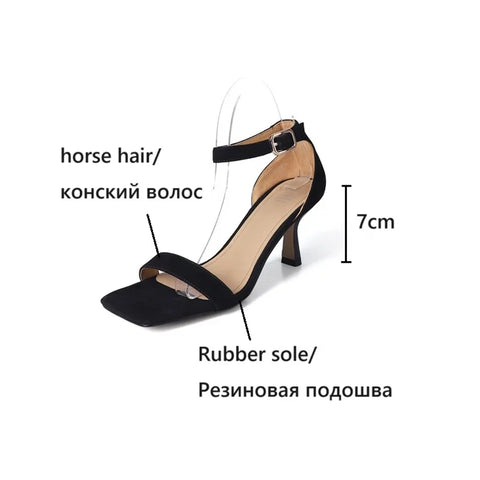 Sonicelife NEW Summer Women Sandals Square Toe High Heel Shoes Horsehair Thin Heel Shoes for Women Sexy Open Toe Cover Heel Modern Sandals