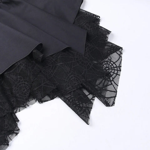Sonicelife Women's Gothic Design Skirt Summer New Fever Supply Music Festival Halloween Irregular Design Spider Web Skirt