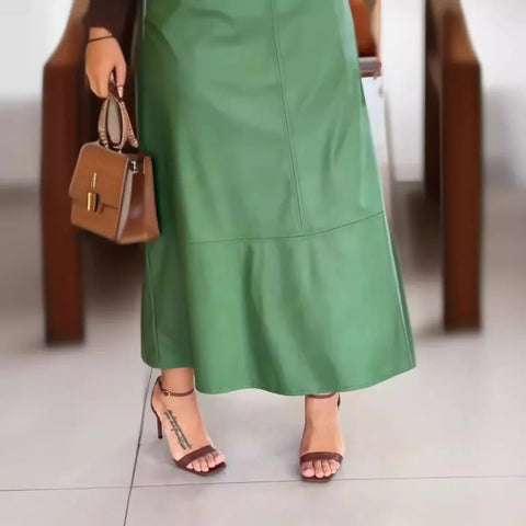 Sonicelife Women Skirt Sets Long Skirts High Waist Sleeveless Stand Collar Shirts Solid Slim Fit Pocket A Line Elegant Summer 2024