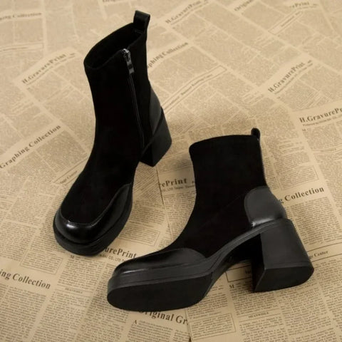 Sonicelife 2024 Winter High Heels Sexy Women Luxury Shoes Chunky Ankle Chelsea Boots Fashion New  Toe Zipper Goth Pumps Brand Shoes