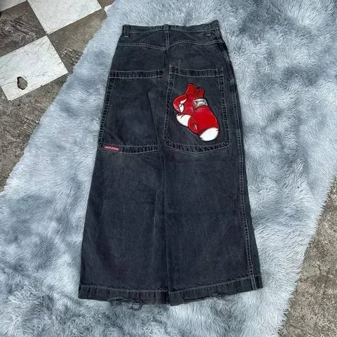 Sonicelife Y2K Baggy Jeans men vintage Embroidered high quality jeans Hip Hop Goth streetwear Harajuku men women Casual wide leg jeans