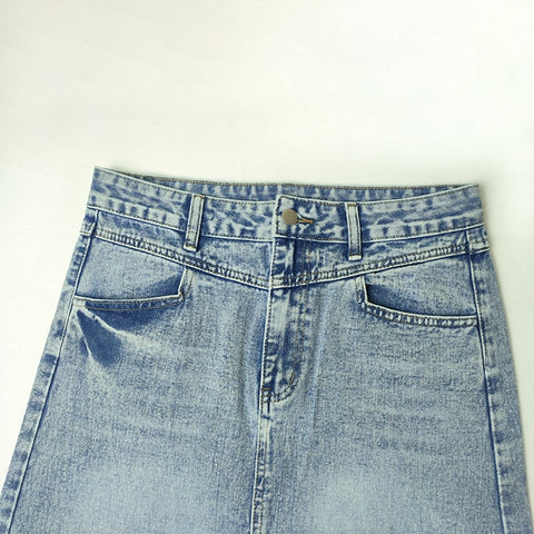 Sonicelife Vintage Denim Skirt Women's A-line 2024 Spring Dress New Retro Blue High Waist Slim Mid Length Dress Skirt Street Women Dresses