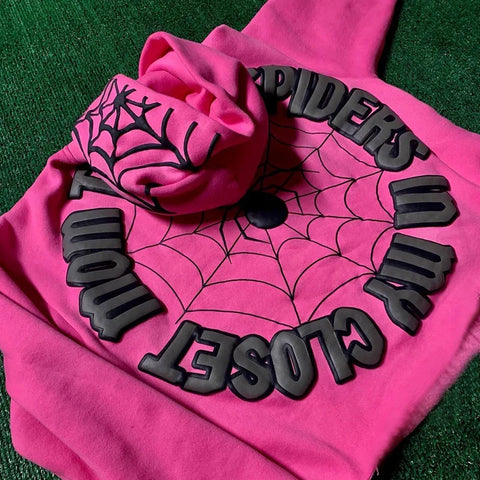 Back To School Sonicelife Y2k Pink Hoodie Spider Web Print Oversized Long Sleeve Hoodie Harajuku Hip Hop Grunge Fashion Sweatshirt Pullover Goth Hoodie