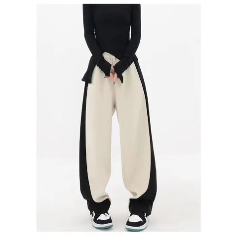 Sonicelife American Style Patchwork Harlan Pants Female Y2k Grunge High Waist Wide Leg  Women 2024 New Loose Straight Trousers