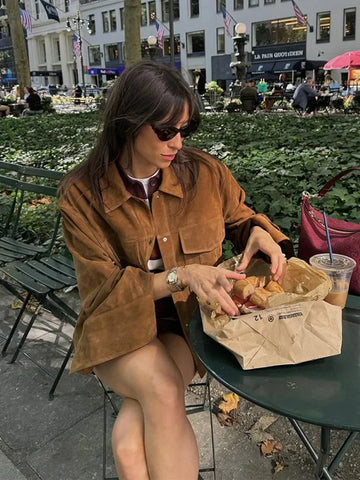 Sonicelife Fashion Single Breasted Women's Suede Jacket Vintage Solid Lapel Full Sleeve Pockets Short Coats Autumn Ladies Street Outerwear