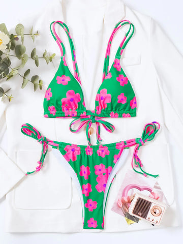 Sonicelife Micro Bikinis 2024 Sexy Women Swimsuits Bikini Set Swimwear Female Brazilian Thong Floral Push Up Bathing Suit Beachwear