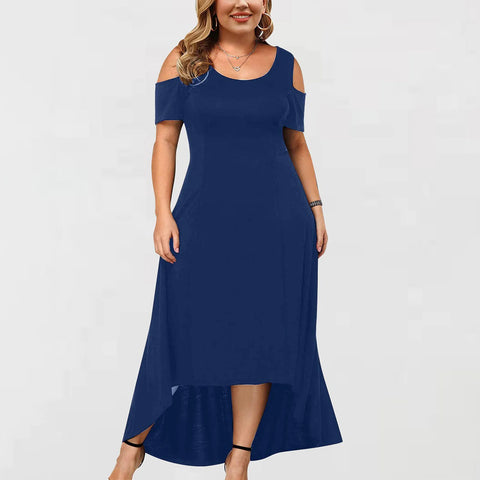 Sonicelife Women Casual Dress Hollowed Out Shoulder Round Neck A Line Dress Boho Dresses For Women Plus Size Vestidos Verano Moda 2025