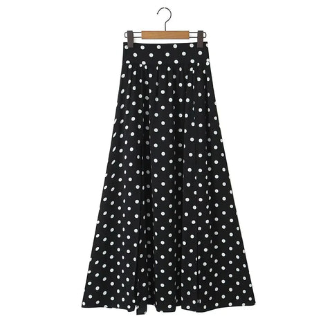 Sonicelife Polka Dots Cropped Top and Side Slits High Waist Skirt Set