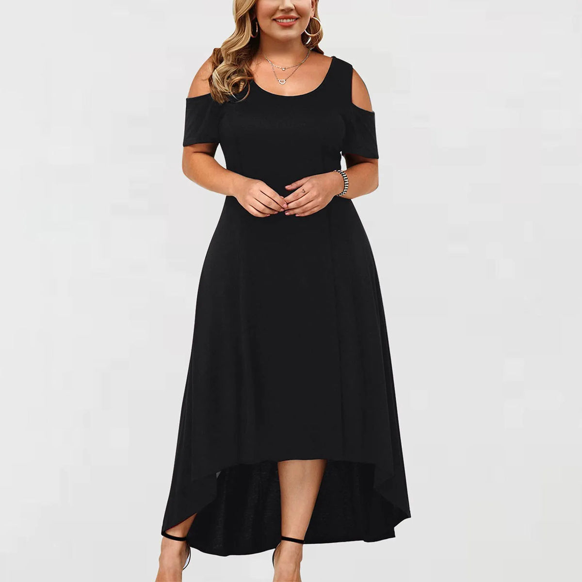 Sonicelife Women Casual Dress Hollowed Out Shoulder Round Neck A Line Dress Boho Dresses For Women Plus Size Vestidos Verano Moda 2025