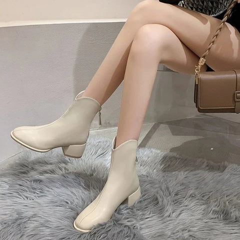 Sonicelife Ankle Boots Women's Shoes Platform Boots-Women Winter Footwear Zipper Low  Clogs Autumn Rock High Heel 2024 Ladies