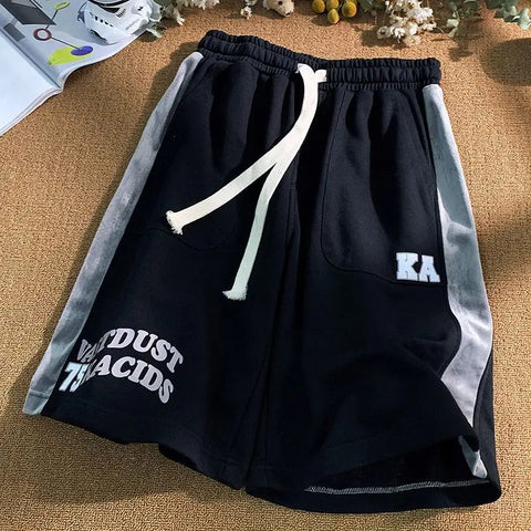 Sonicelife American Fashion Summer Vintage y2k Shorts Men And Women Summer Street Fashion Brand High Street Pant Loose Sport Splicing Pants