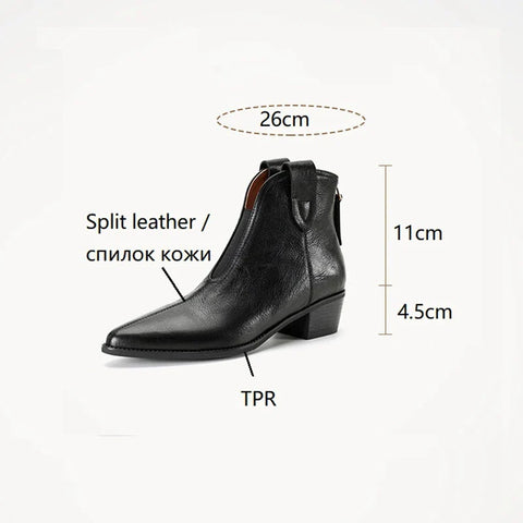 Sonicelife NEW Autumn/Winter Women Boots Pointed Toe Chunky Heel Boots Split Leather Shoes for Women Concise Ankle Boots сапоги женские
