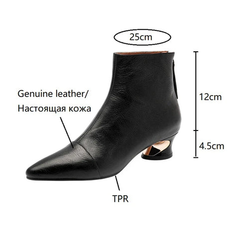 Sonicelife NEW Autumn Women Shoes Pointed Toe High Heel Boots Women Genuine Leather Shoes for Women Winter Ankle Boots Elegent Modern Boots