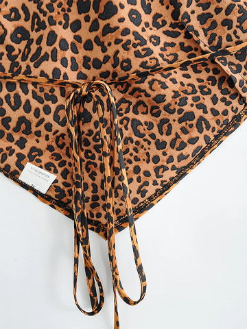 Sonicelife-Summer Clothes For Women Tops 2024 Streetwear Sleeveless Leopard Print Crop Top Halter Strap Night Club Backless Tie Sexy Camis