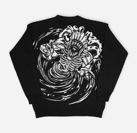 Back To School Sonicelife 2024 Fall Fashion  2024 Men's Street Sweater Cartoon Boy Vintage Anime Knitted Pattern Hip Hop Knitted Sweater Vintage Pullover Casual Sweater punk