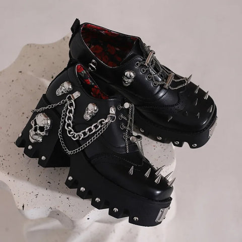 Sonicelife-2024 Autumn/Winter New Waterproof Platform High Heel Shoes with Matsuke Sole Metal Decoration Thick Heel Block Women's Shoes