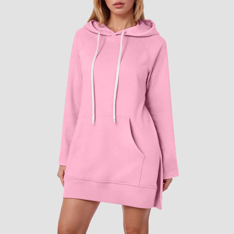 Sonicelife Women'S Spring Casual Hoodie Dress Fashion Solid Color Hoodie With Pockets Long Sleeve Pullover Sweatshirts For Women Loose Fit