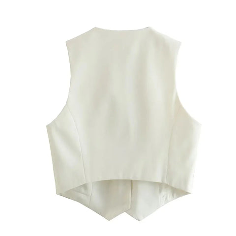 Sonicelife Women Fashion Front Buttons Cropped Waistcoat Vintage V Neck Sleeveless Female Outerwear Chic Tops