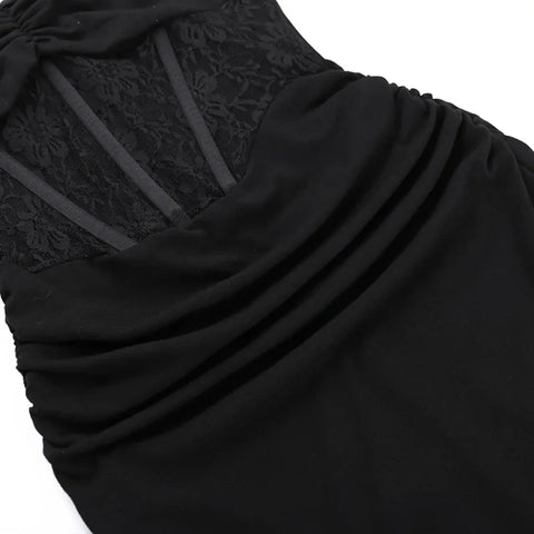 Sonicelife Women's Long Dresses 2024 Spring Fashion Hundred Hot Sweetheart Lace Splicing Design Halter Dresses Women