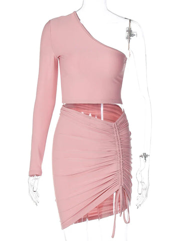 Sonicelife Women 2024 Autumn Winter Crop Tops Mini Skirt Party Club Two Piece Matching Sets Outfits Wholesale Items For Business