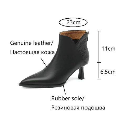 Sonicelife NEW Autumn Women Boots Genuine Leather Shoes for Women Pointed Toe Ankle Boots Elegant Winter Thin Heel Shoes High Heel Boots