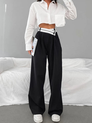 Sonicelife 2024 Summer Spring Women Wig Leg Oversized Harem Pants Trousers Streetwear High Waist Loose Fit Baggy Pants Cargo