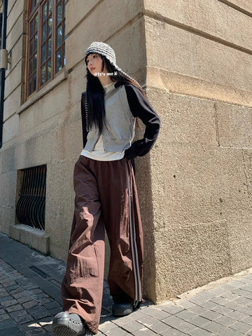 Black Friday Sonicelife Grey Cropped Hoodies Zip Up Long Sleeve Sweatshirt Cardigan Oversized Autumn Fashion Wide Leg Track Pants Two Piece Sets