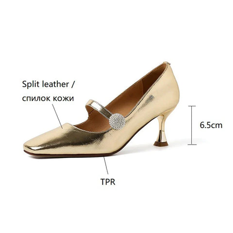 Sonicelife NEW Spring Women Shoes Pointed Toe Thin Heel Women Pumps Crystal Button High Heels Elegant Women Stiletto Heels zapatos de mujer