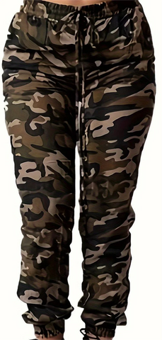 Sonicelife 2024 spring new casual camouflage printed trousers mid-waist leggings for women