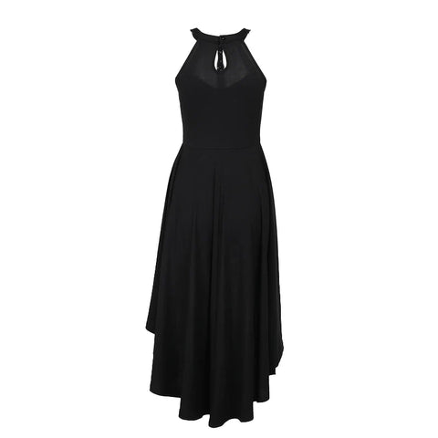 Sonicelife Women's Gothic Diablo Style Summer Long Dress 2024 New Hanging Neck Sleeveless Front Short Back Long Dresses