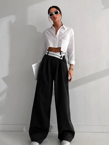 Sonicelife 2024 Summer Spring Women Wig Leg Oversized Harem Pants Trousers Streetwear High Waist Loose Fit Baggy Pants Cargo