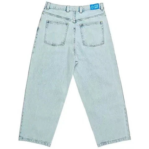 Sonicelife Polar Skateboard Big Boy Pocket Embroidered Jeans Men Women Retro Hip Hop Cartoon Graphic Oversized Jeans Y2K Straight Trousers