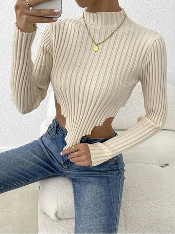 Sonicelife 2024 Autumn Winter Women Sexy Knitted Basic Sweaters Jumper Solid Crop Tops Bodycon Slim Long Sleeve Turtleneck Pullover