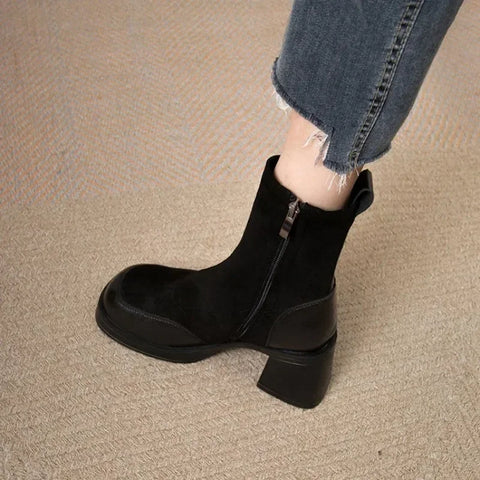 Sonicelife 2024 Winter High Heels Sexy Women Luxury Shoes Chunky Ankle Chelsea Boots Fashion New  Toe Zipper Goth Pumps Brand Shoes