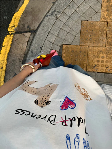 Back To School Sonicelife Kawaii Doggy Graffiti Tank Top White Sleeveless Funny Print T-shirts Women Oversize Summer Fashion Korean Style Clothes